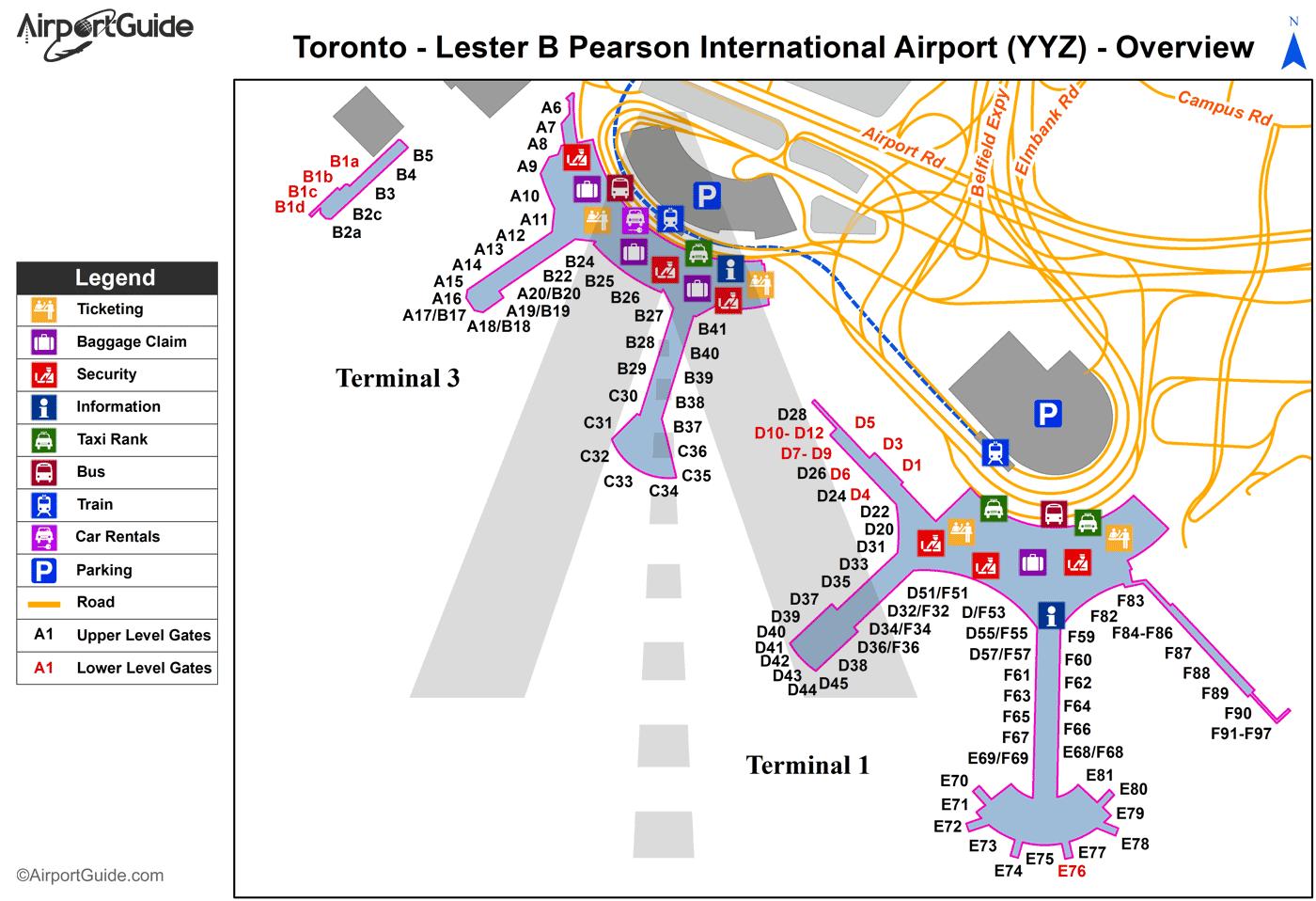 ピアソン空港地図 トロントのピアソン地図 カナダ