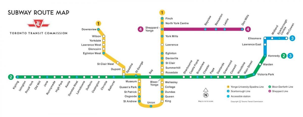 地図のトロント地下鉄