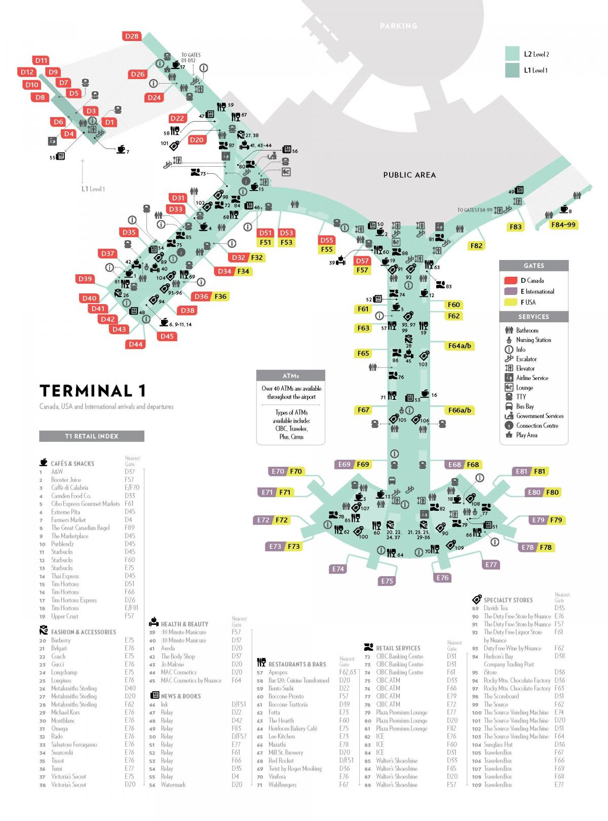 ピアソン第1ターミナルの地図