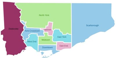 地図のトロント近隣地域