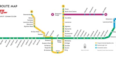 地図のトロント地下鉄
