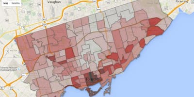 犯罪のトロントの地図