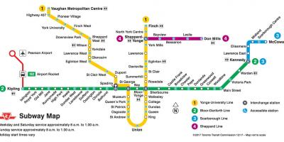 トロントの地下鉄路線図